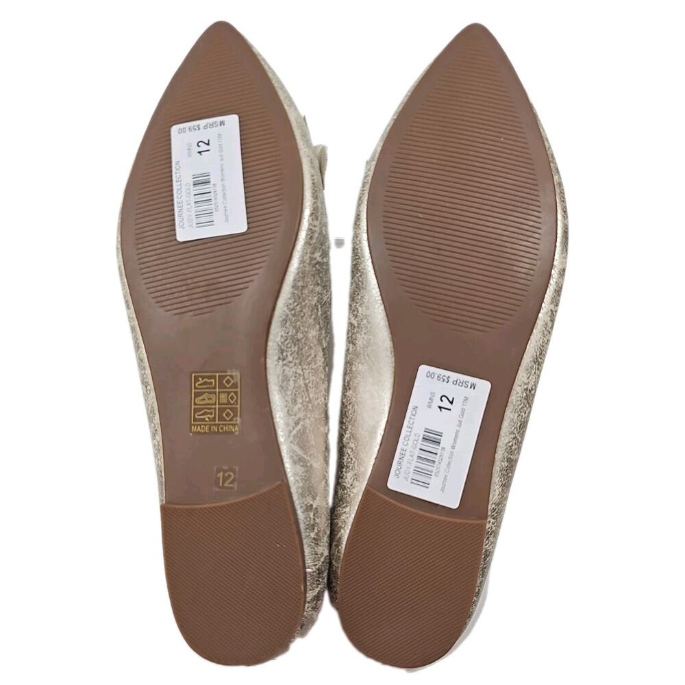 Journee Collection ~Woman Size 12M~ Judy Ruffled Ballet Flats Old Gold NWOB. - Picture 8 of 14